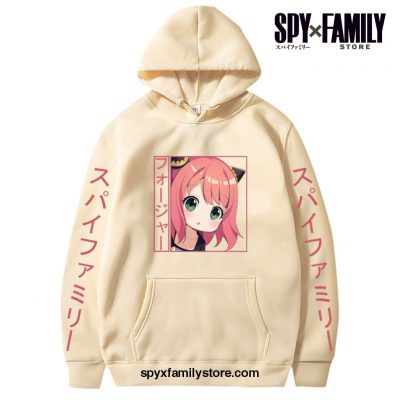 Kawaii Anya Pullover Casual Hoodie Khaki / L