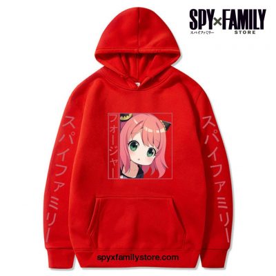 Kawaii Anya Pullover Casual Hoodie Red / L