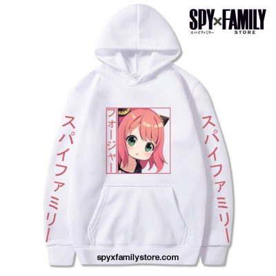 Kawaii Anya Pullover Casual Hoodie White / S